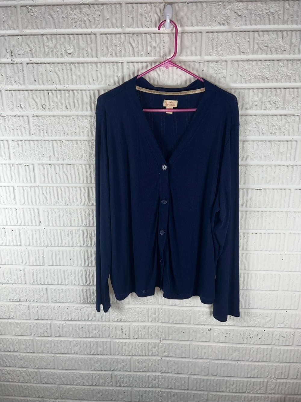 Sunday Brunch Navy Blue V-Neck Button Cardigan